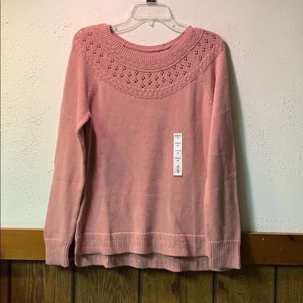 NWT Size M Sonoma Pink Crochet Knit Sweater